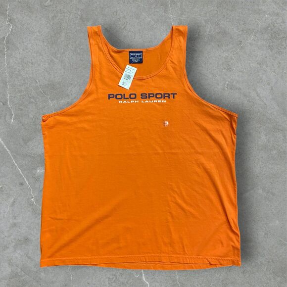 Polo Sport Ralph Lauren NWT Vintage Orange Blue Tank Top Men's Size XXL - Picture 1 of 7